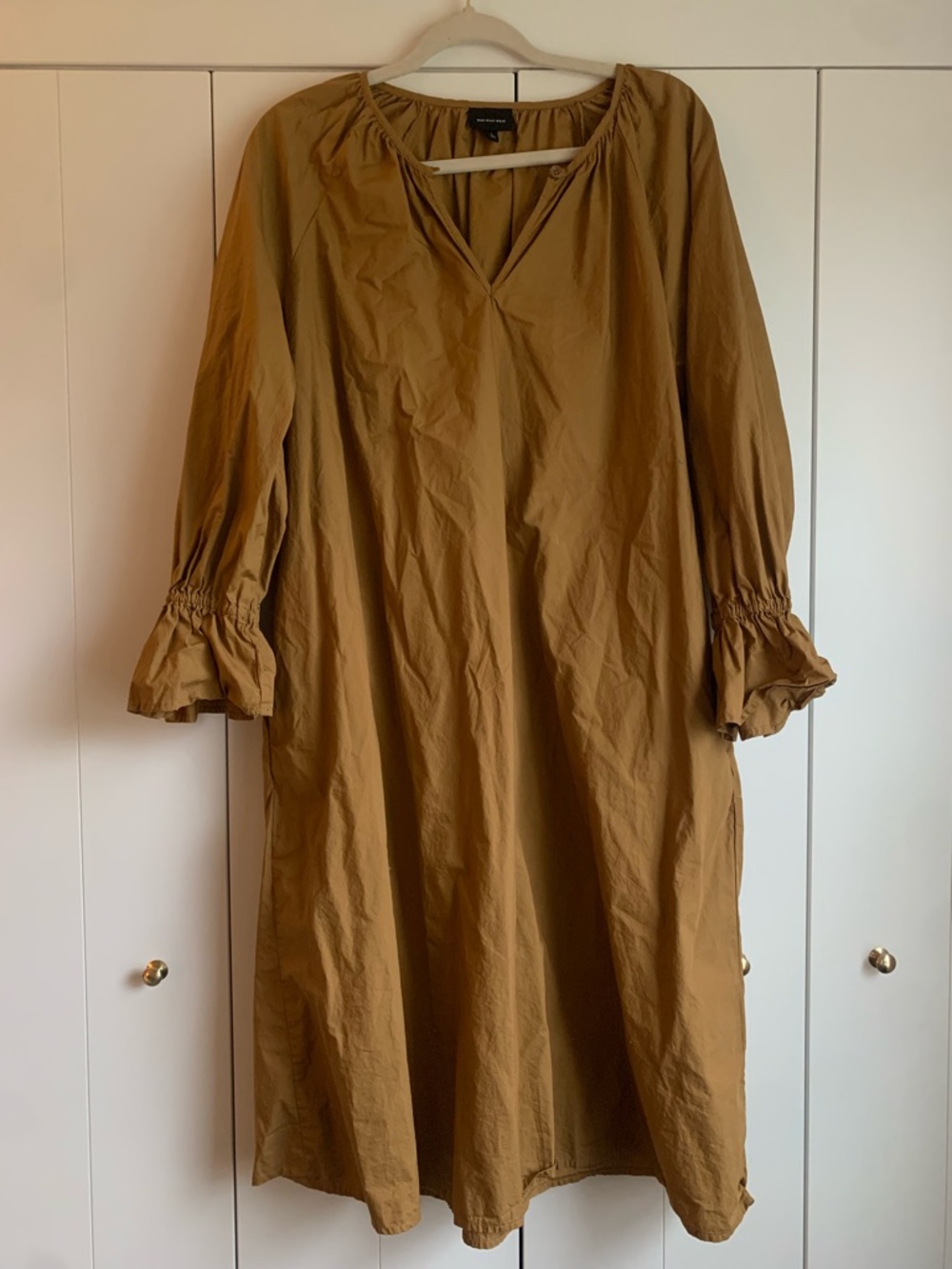 Who What Wear Mustard Brown Midi Dress large